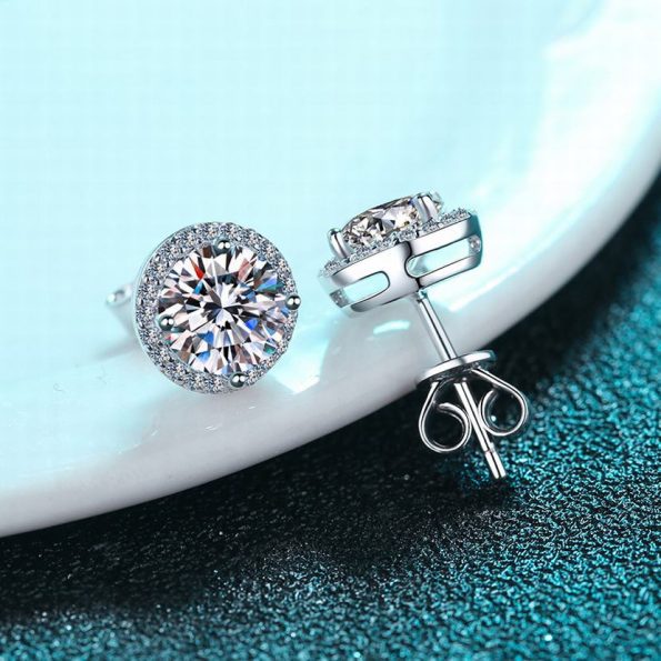 Pave Round Moissanite Earring