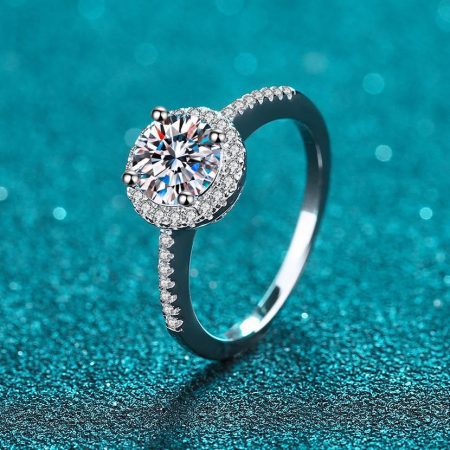 Pave Round Moissanite Engagement Ring