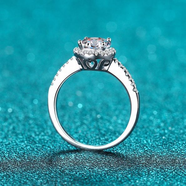 Pave Round Moissanite Engagement Ring