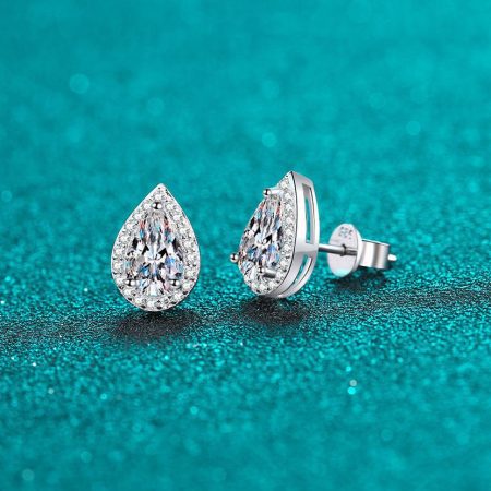 Pear Moissanite Stud Earrings