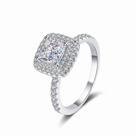 Princess Moissanite Double Halo Engagement Ring