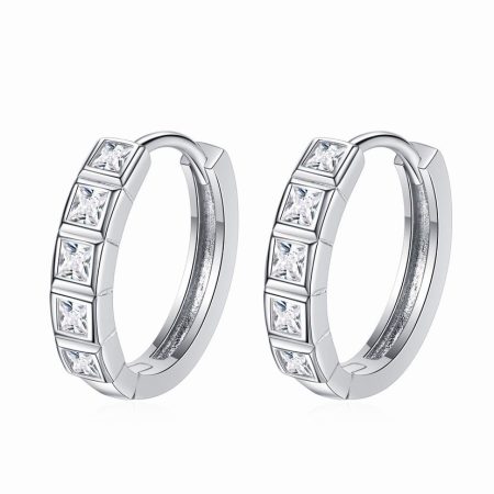 Princess Moissanite Hoop Earring