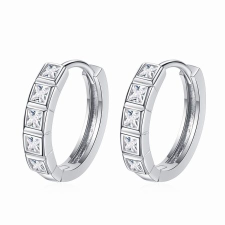 Princess Moissanite Hoop Earring