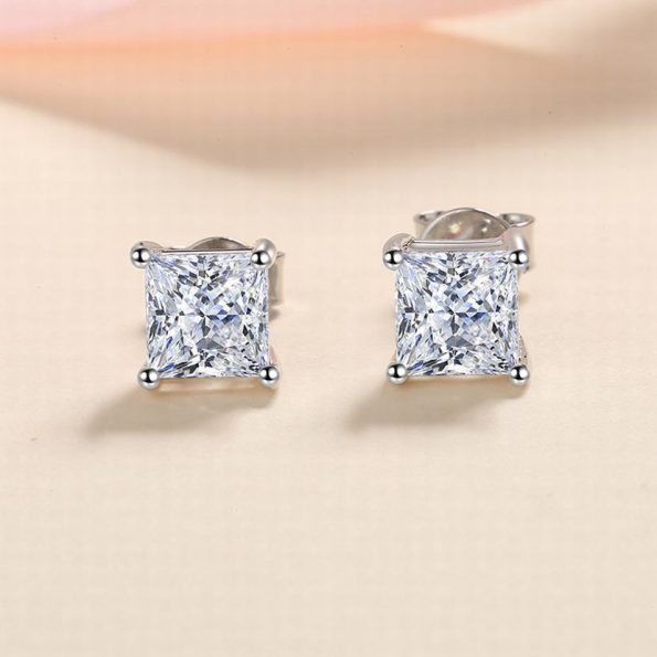 Princess Moissanite Stud Earring