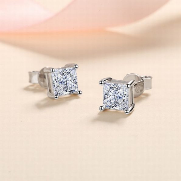 Princess Moissanite Stud Earring