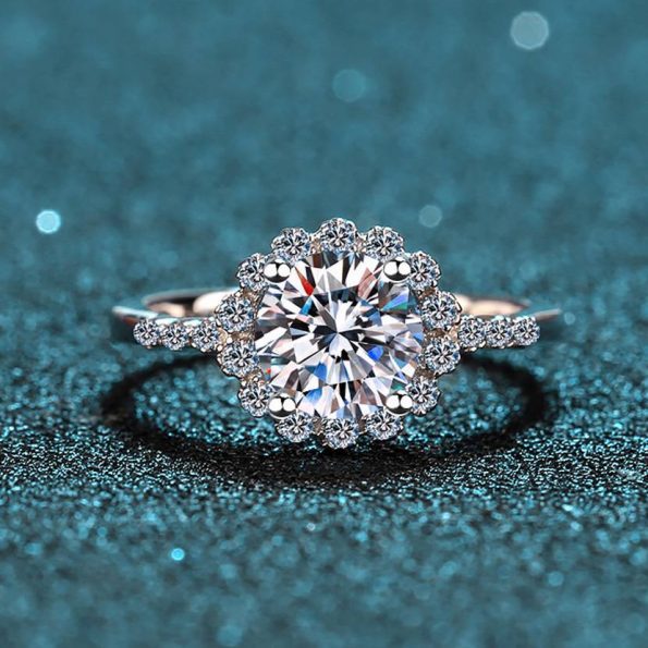 Rosa Halo Moissanite Ring