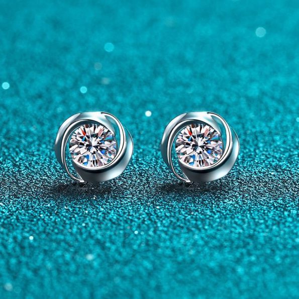 Rose Moissanite Stud Earrings