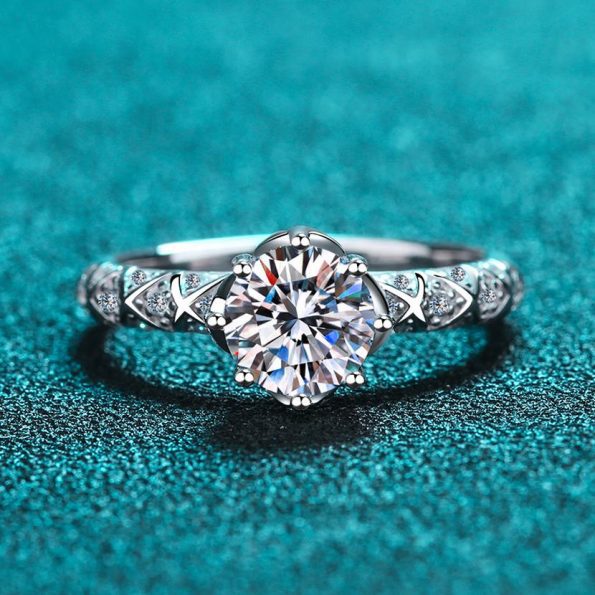 Round Accented Moissanite Ring