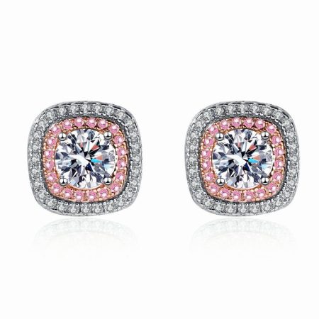 Round Halo Moissanite Earrings