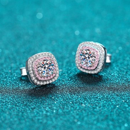 Round Halo Moissanite Earrings