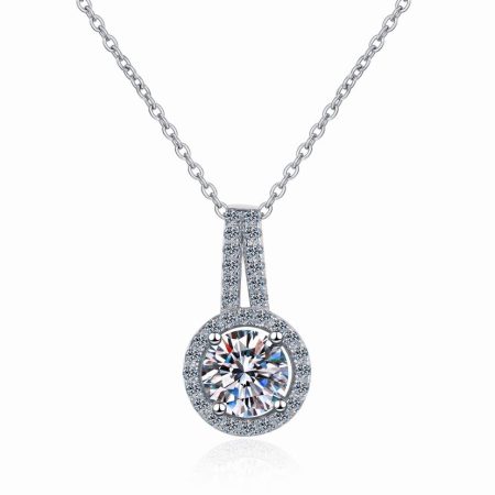 Round Halo Moissanite Pendant