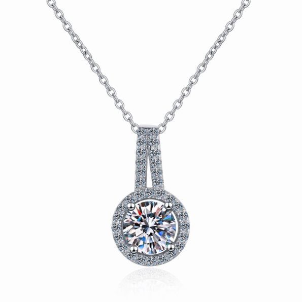 Round Halo Moissanite Pendant