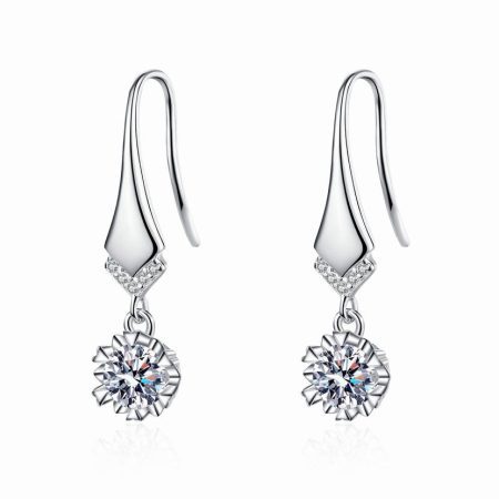 Round Moissanite Dangle Earrings