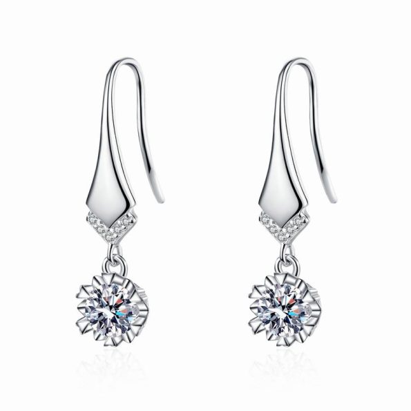 Round Moissanite Dangle Earrings