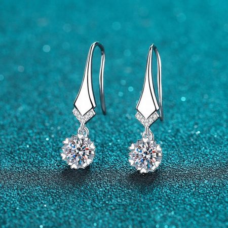 Round Moissanite Dangle Earrings