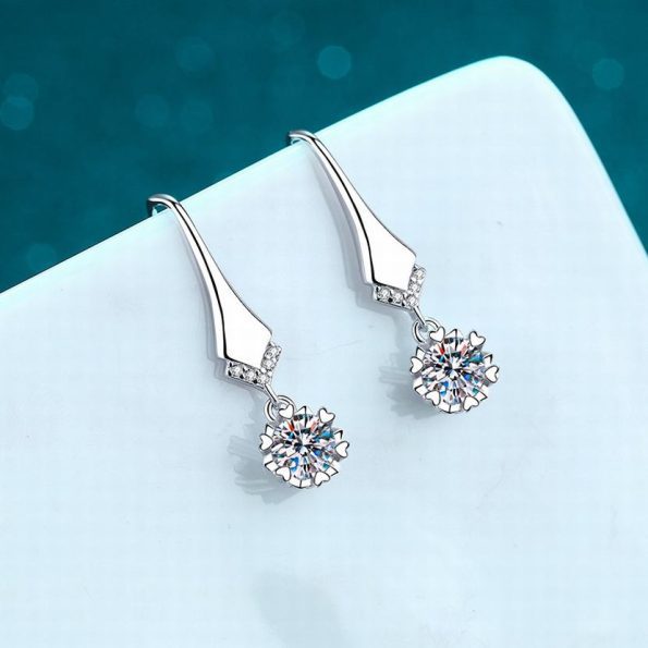 Round Moissanite Dangle Earrings