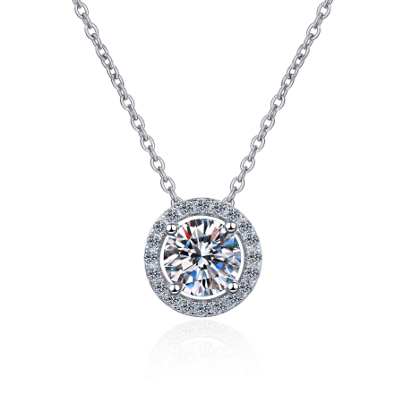 Round Moissanite Halo Pendant