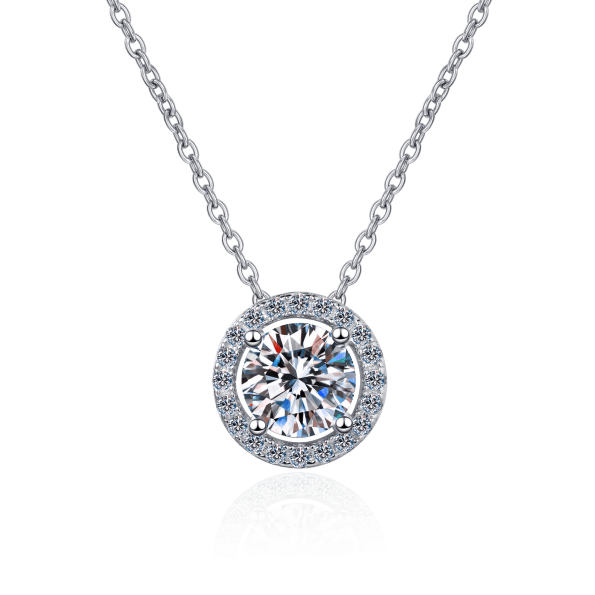 Round Moissanite Halo Pendant