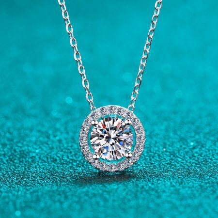 Round Moissanite Halo Pendant