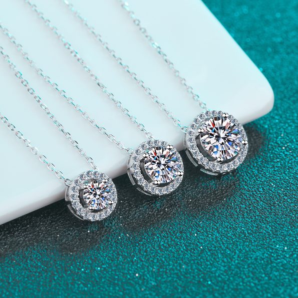 Round Moissanite Halo Pendant