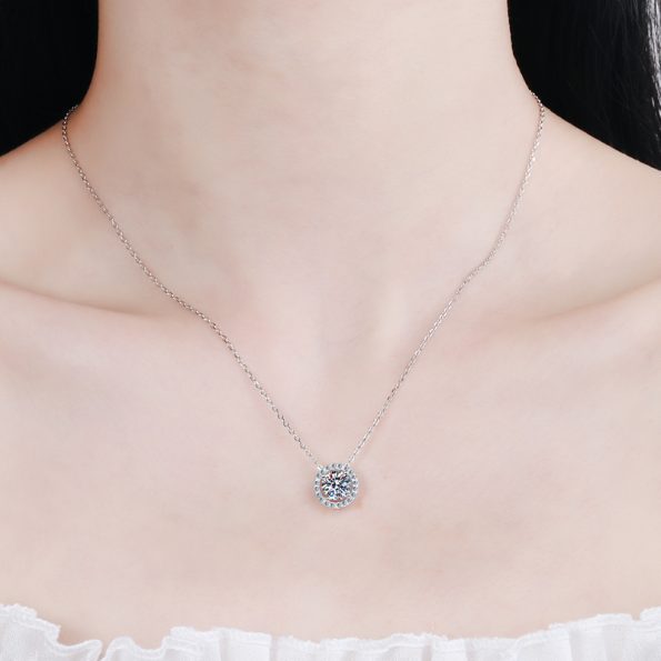 Round Moissanite Halo Pendant