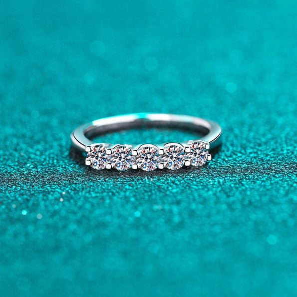 Shared Prong Moissanite Band