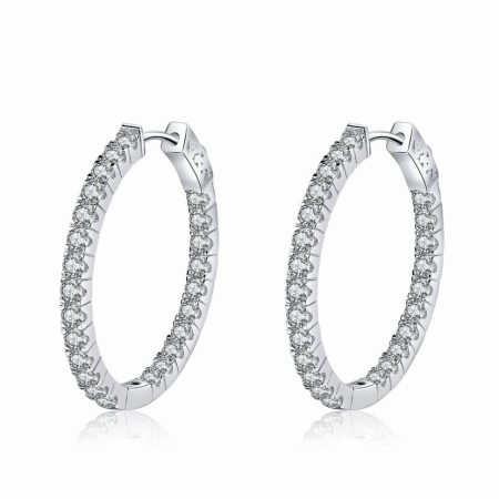 Shared Prong Moissanite Hoop Earrings