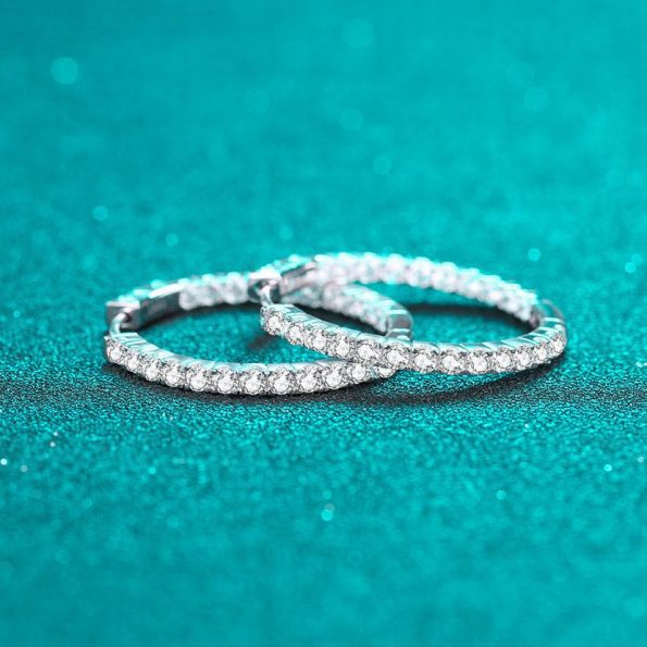 Shared Prong Moissanite Hoop Earrings