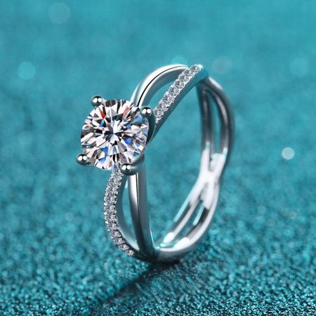 Solitaire Split Shank Moissanite Ring