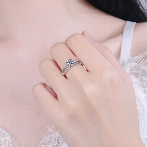 Solitaire Split Shank Moissanite Ring