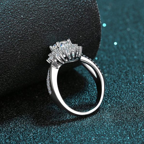 Sunflower Split Shank Halo Ring