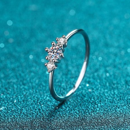 Three-stone Round Moissanite Ring