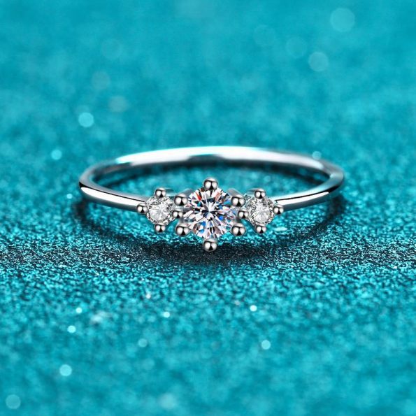 Three-stone Round Moissanite Ring