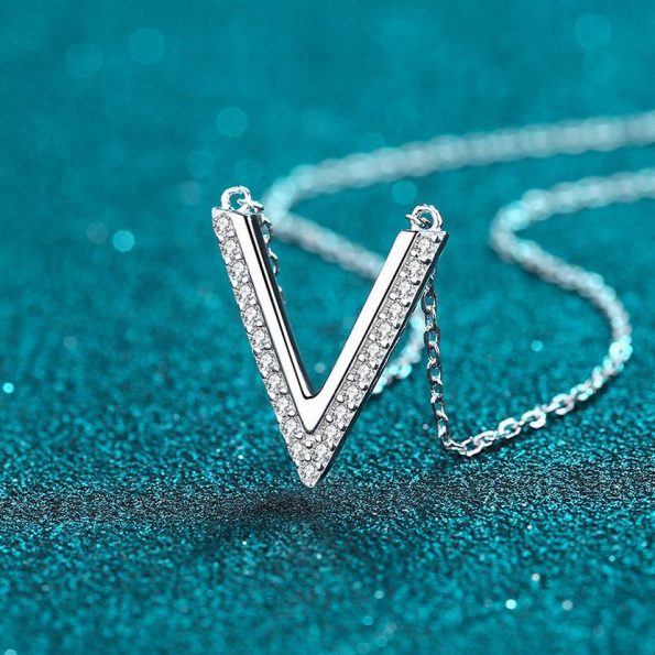 V Moissanite Necklace