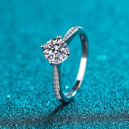 4 Prong Love Solitaire Moissanite Ring
