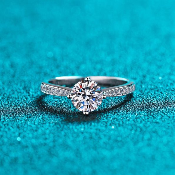 4 Prong Love Solitaire Moissanite Ring