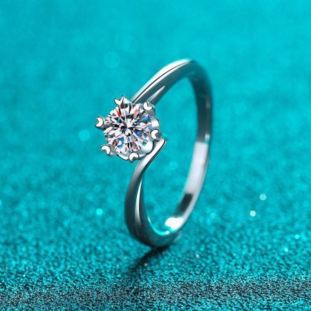 Bypass Solitaire Moissanite Engagement Ring