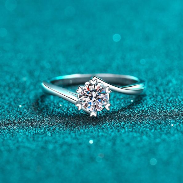 Bypass Solitaire Moissanite Engagement Ring