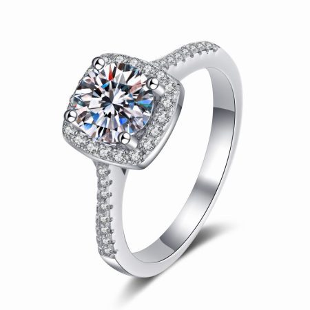 Cushion Encircled Round Moissanite Ring