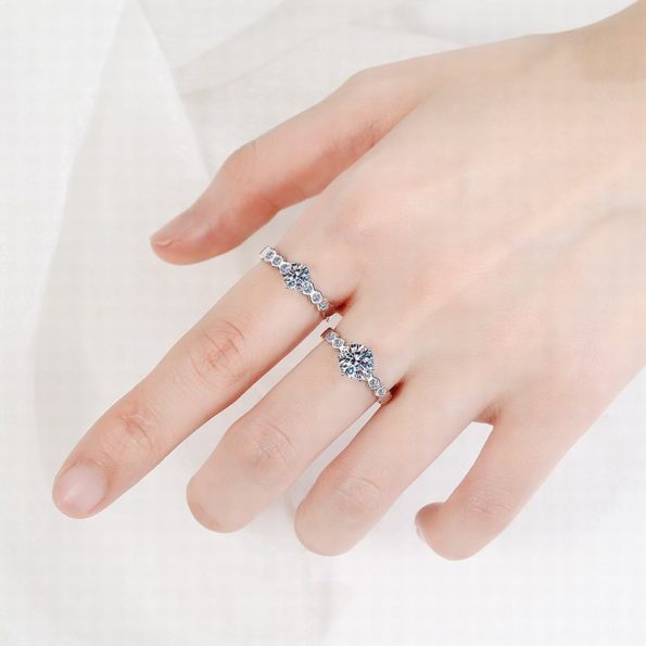 Milgrain Prong Moissanite Ring