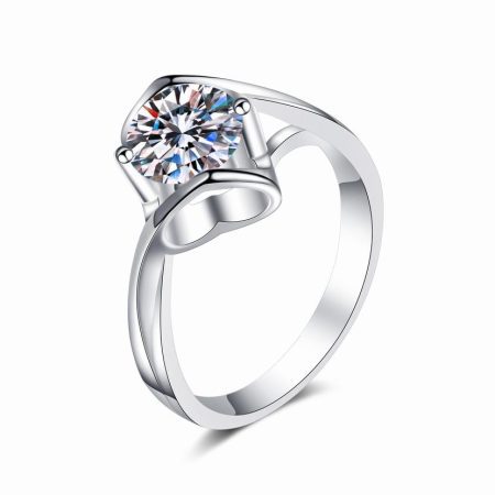 Modern Bypass Cathedral Moissanite Ring