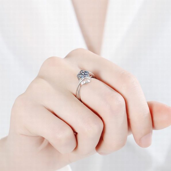 Modern Bypass Cathedral Moissanite Ring
