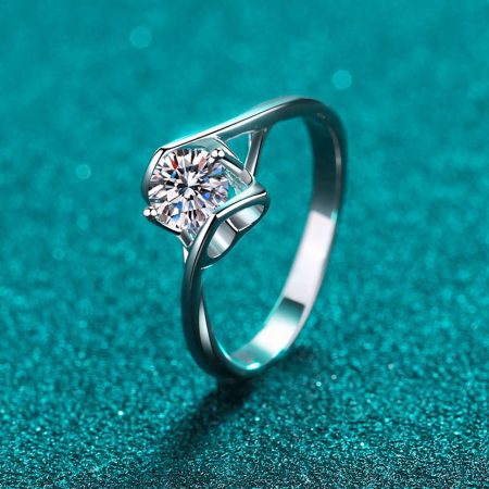 Modern Bypass Cathedral Moissanite Ring