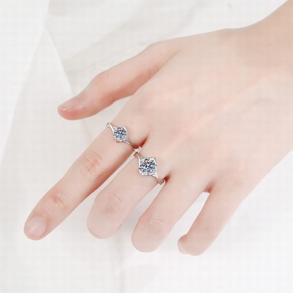 Modern Bypass Cathedral Moissanite Ring
