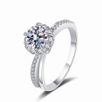 Pave Halo Split Shank Moissanite Ring