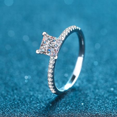 petite princess moissanite engagement ring