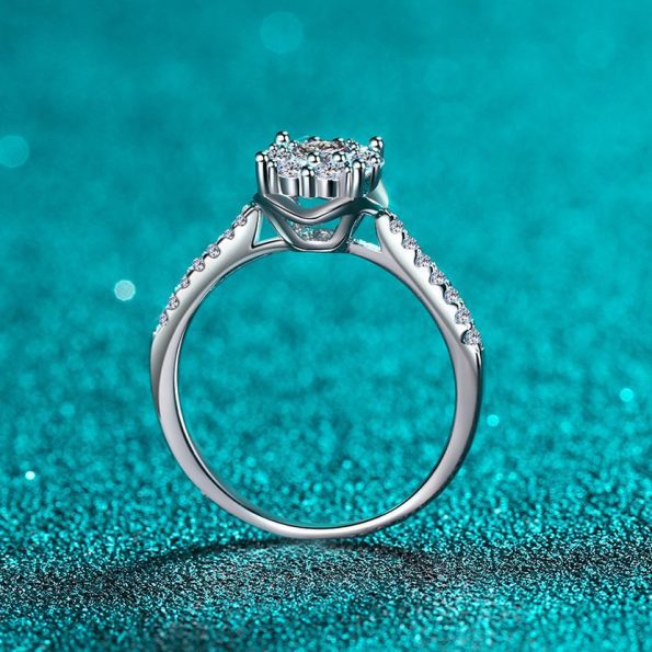 Petite Round Halo Cathedral Moissanite Ring