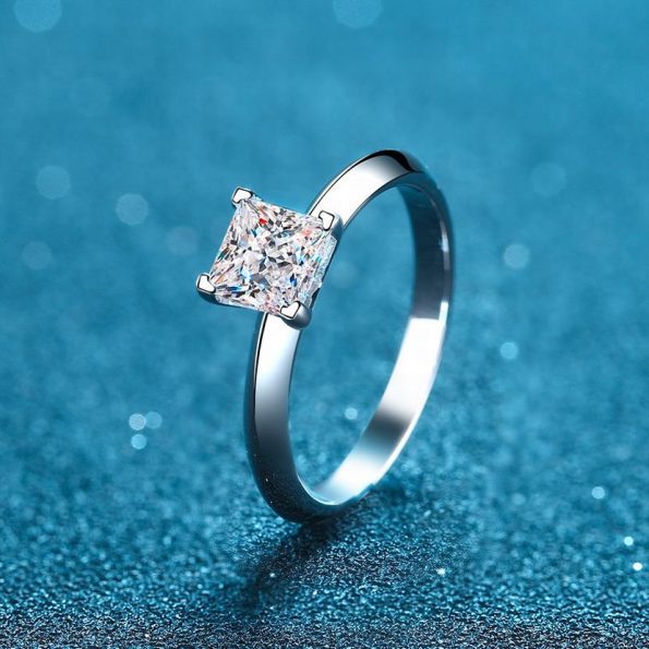 Princess Moissanite Solitaire Ring