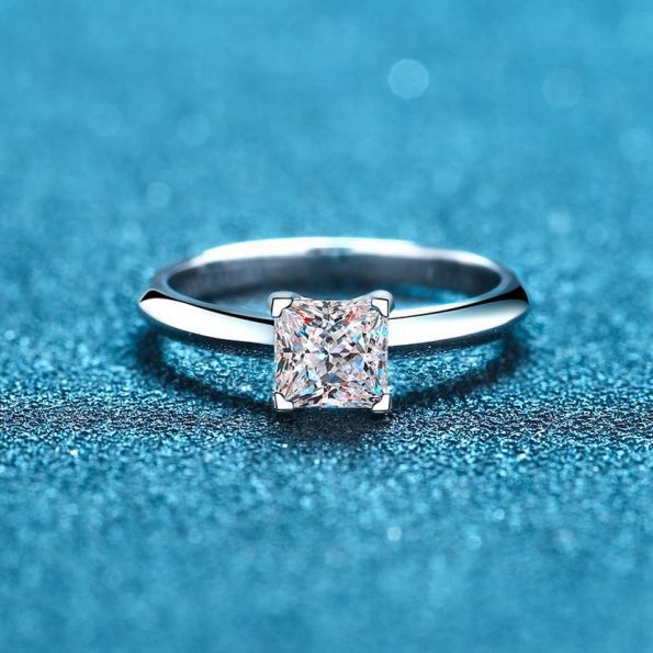 Princess Moissanite Solitaire Ring