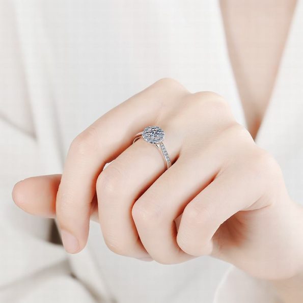 Round Halo Moissanite Engagement Ring